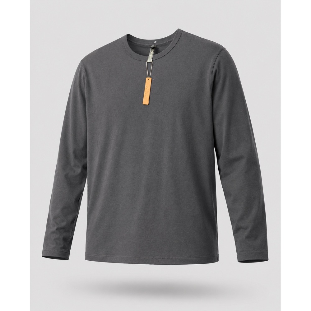 NWT SKIMS Mens Jersey Lounge Relaxed Long Sleeve T-Shirt Ash Gray XL - Picture 1 of 8